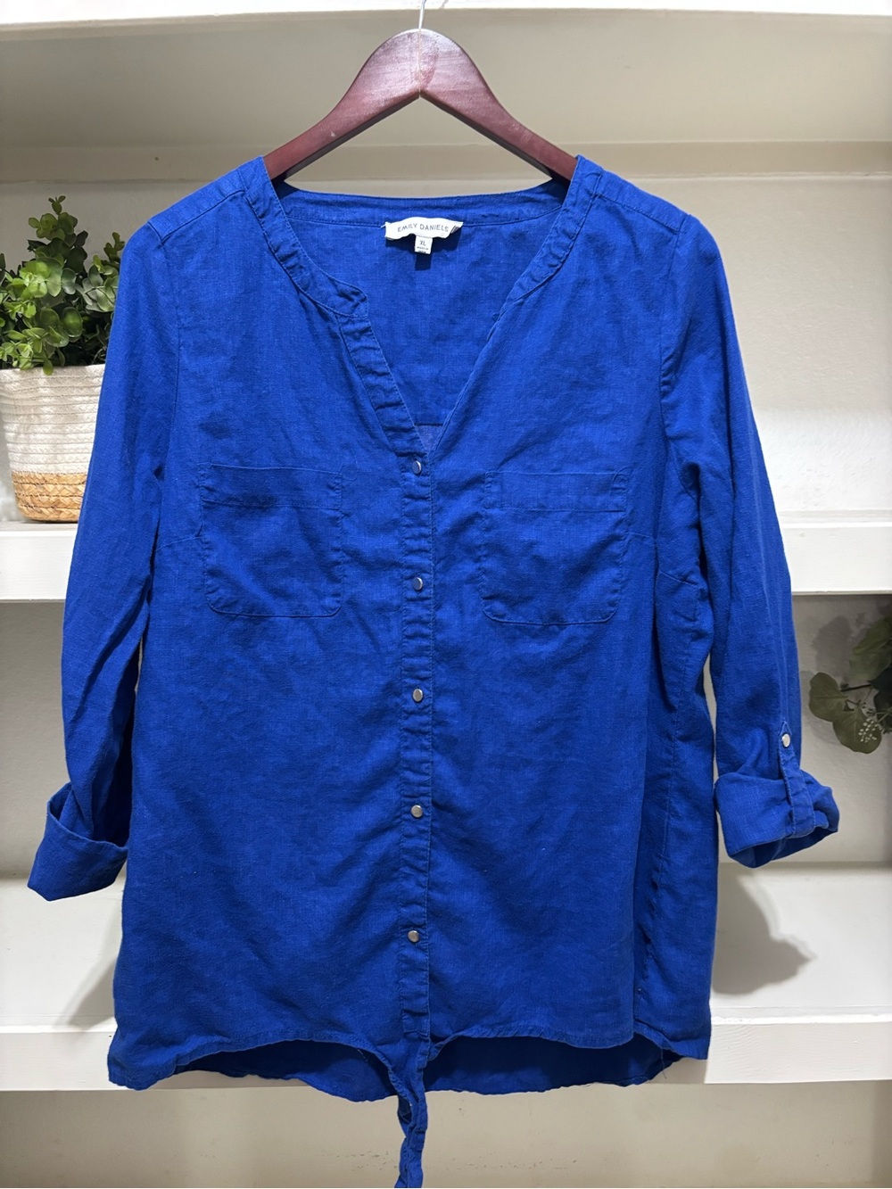 Emily Daniels Women's Royal Blue Button-Front Tunic Shirt